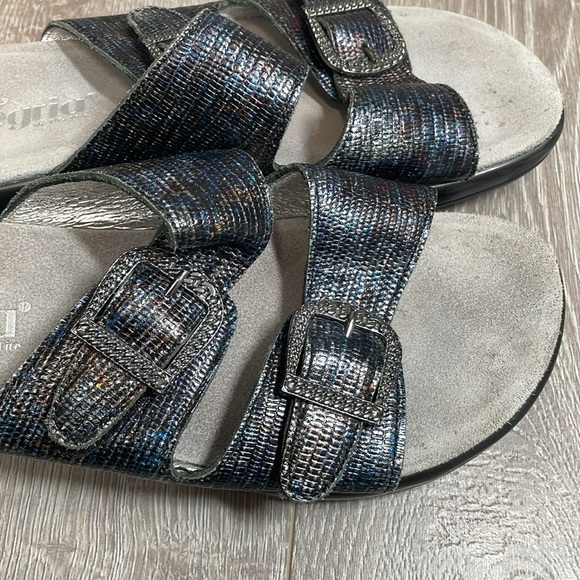 Alegria Jade Glimmer Glam Slide Sandals Buckle Leather Straps EU 39 (US 9) - Picture 14 of 16